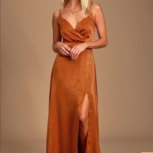 Constantine Rust Orange Satin Maxi Dress